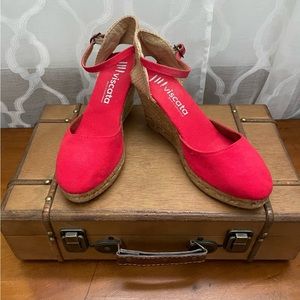 Satuna limited edition canvas red espadrille wedges